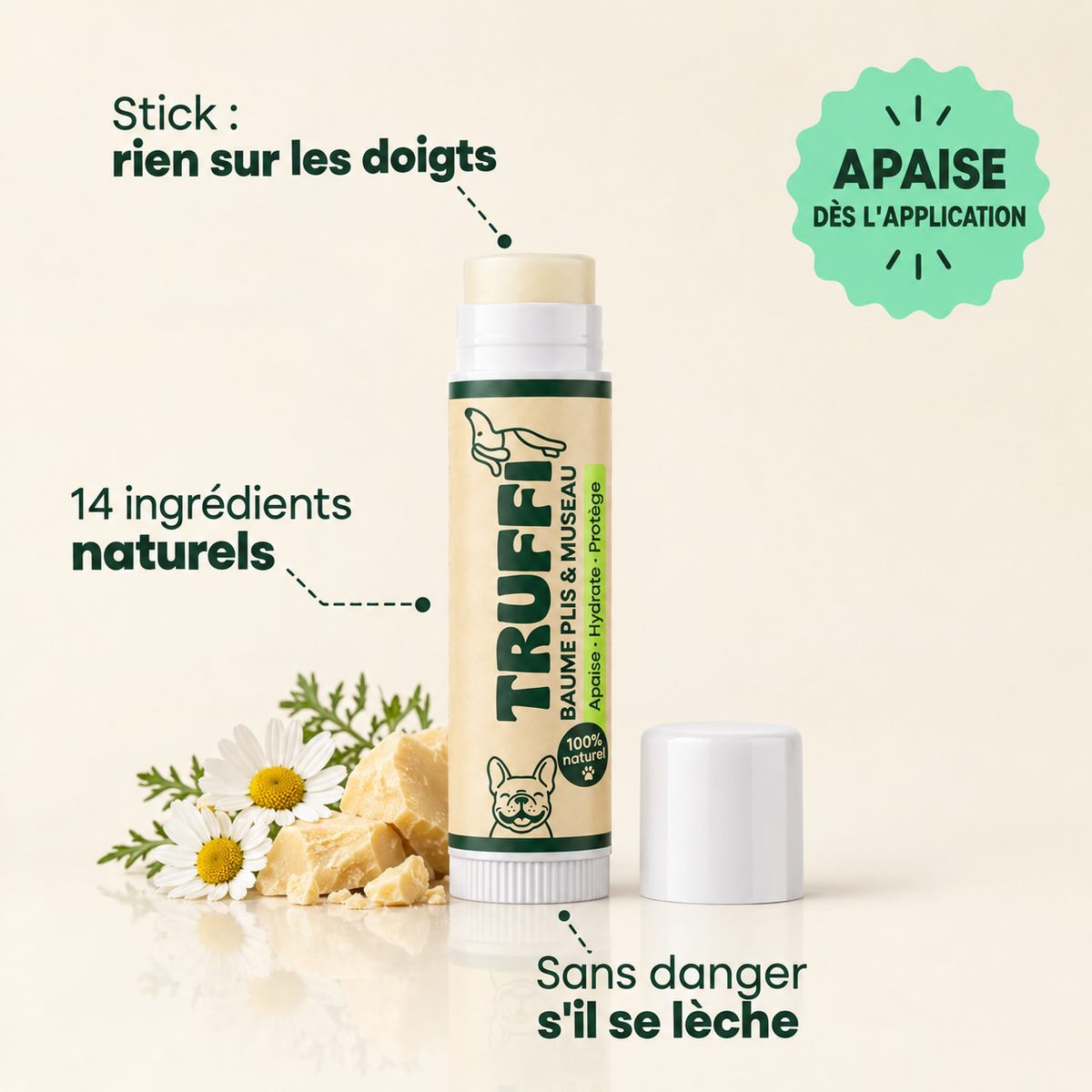 Stick Truffi, rien sur les doigts, 14 ingredients naturels, sans danger s il se leche
